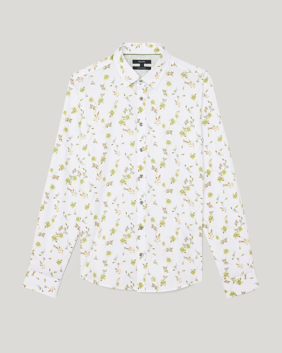 Botanical Floral Print Long Sleeve Shirt, Sage, hi-res